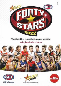 2022 Select AFL Footy Stars #1 Header Card Back